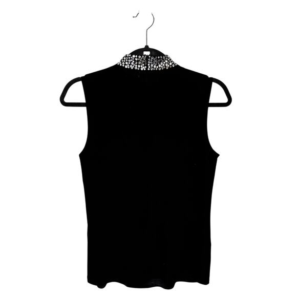 NWT L’Agence Black Madelyn Crystal-Embellished Mock Neck Sleeveless Top Small - Picture 4 of 8